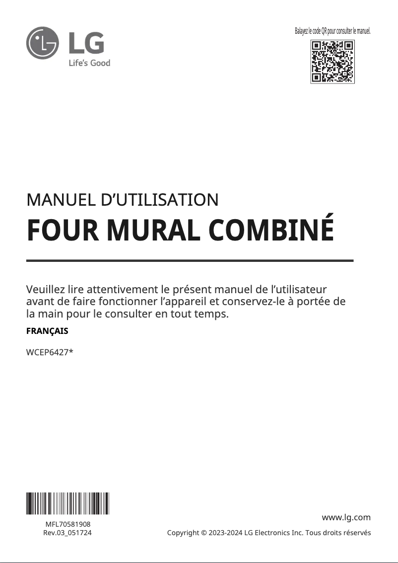 Page n°1 - Manuel utilisateur LG WCEP6427F