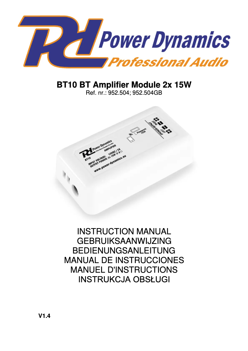 Página 1 del manual Manual de usuario Power Dynamics BT10