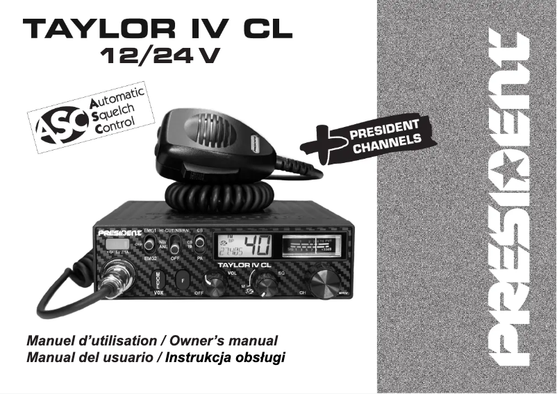 Page 1 de la notice Manuel utilisateur President Taylor IV CL