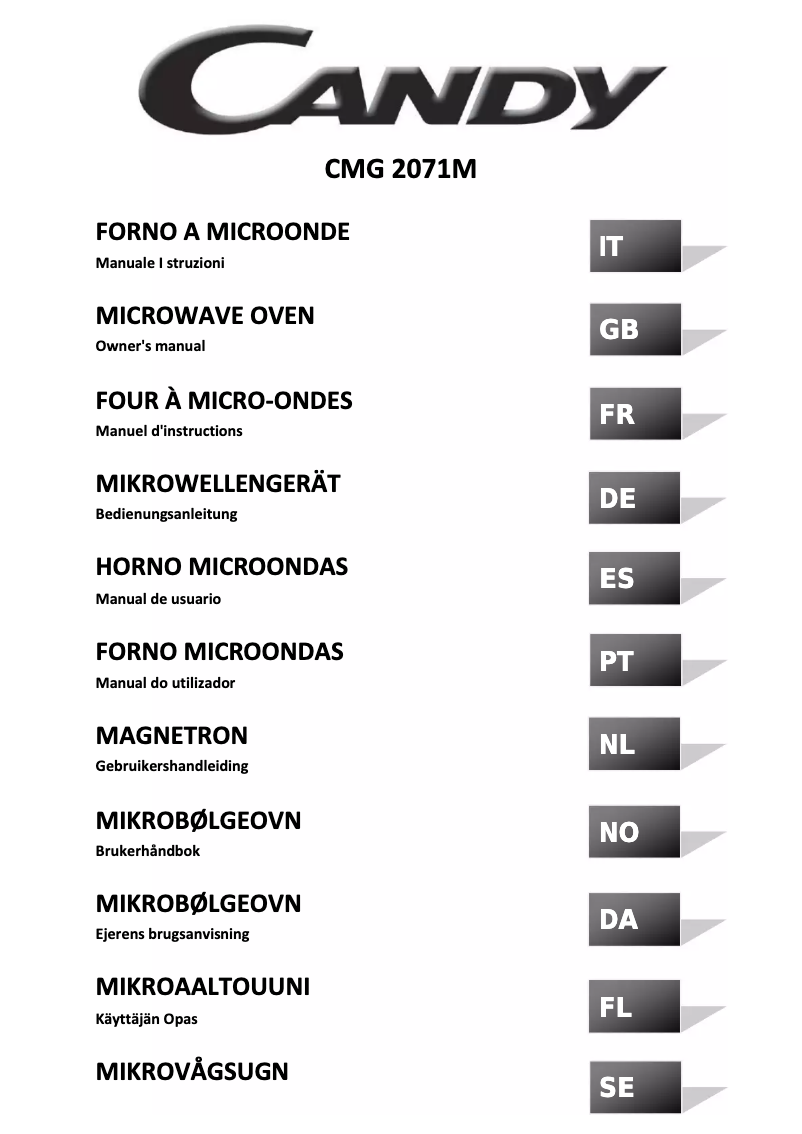 Page 1 de la notice Manuel utilisateur Candy CMG 2071 M