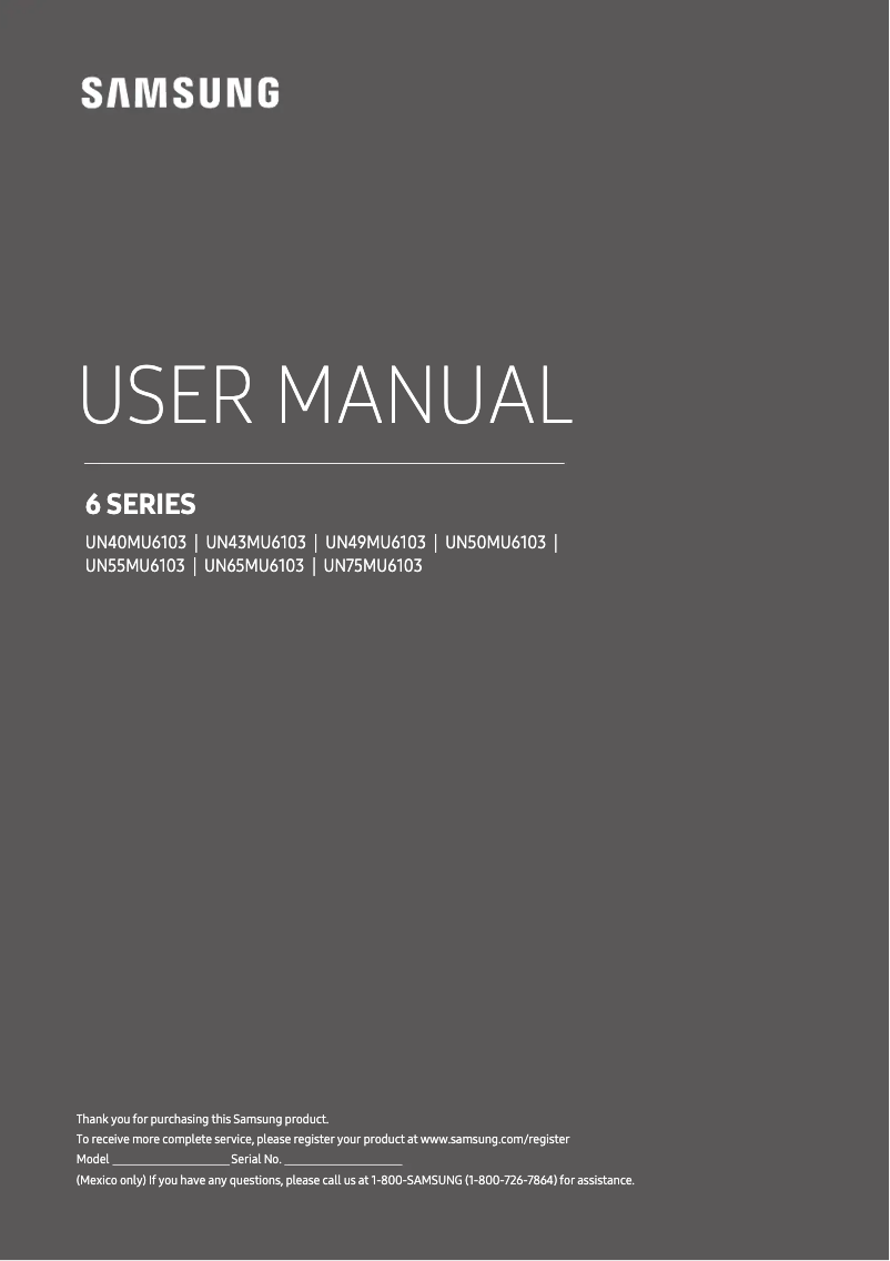 Image de la première page du manuel de l'appareil UN55MU6103FXZX