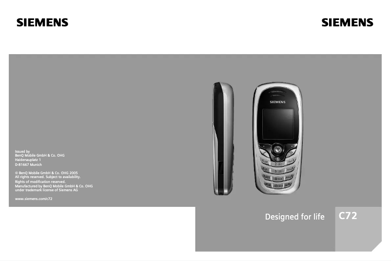 Image de la première page du manuel de l'appareil C72