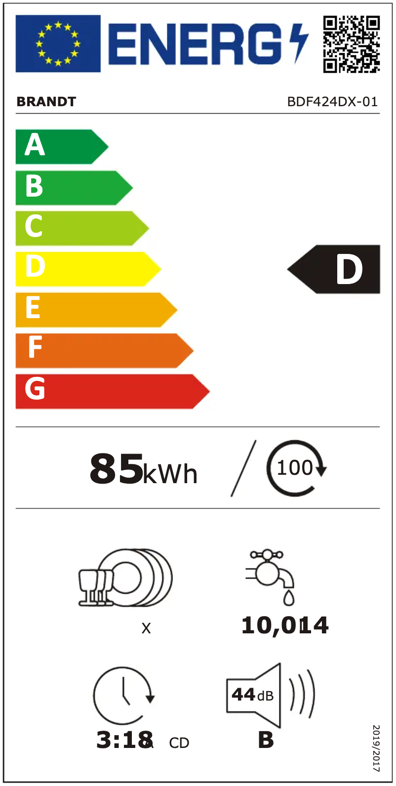 Page 1 de la notice Manuel utilisateur Brandt BDF424DX