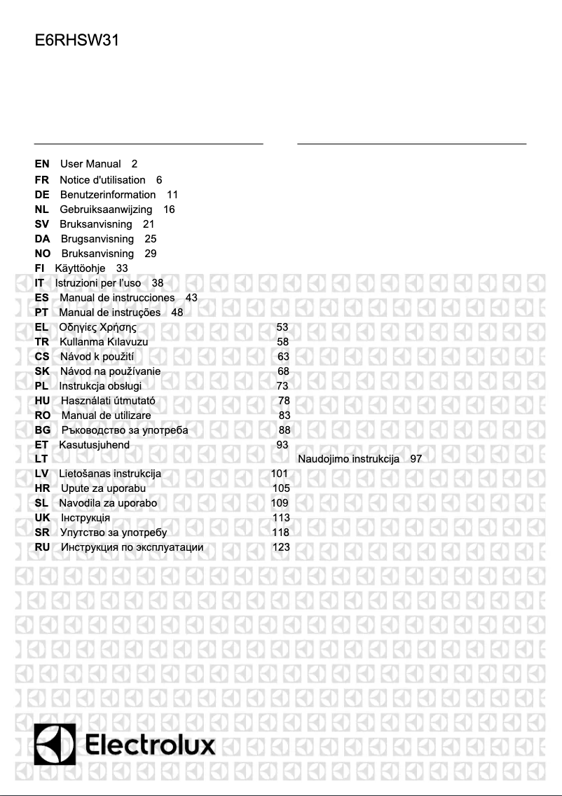 Image de la première page du manuel de l'appareil E6RHSW31