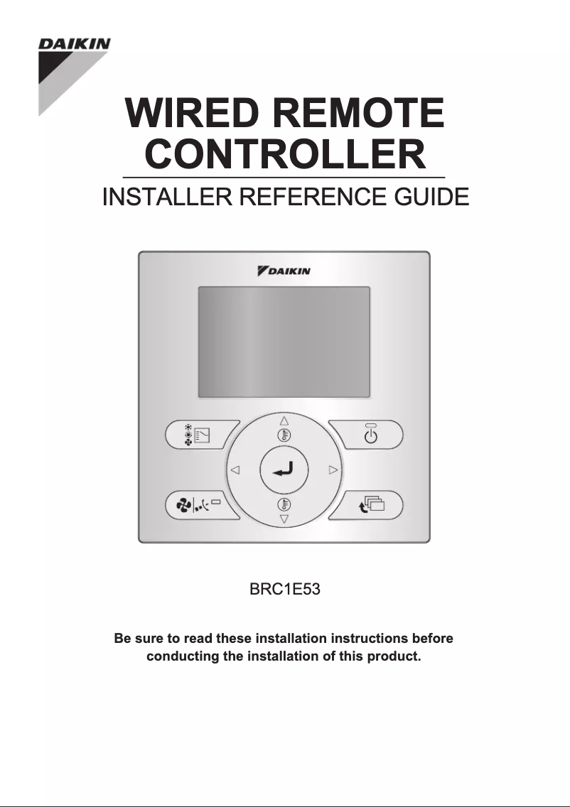 Page 1 de la notice Guide d'installation Daikin BRC1E53C7