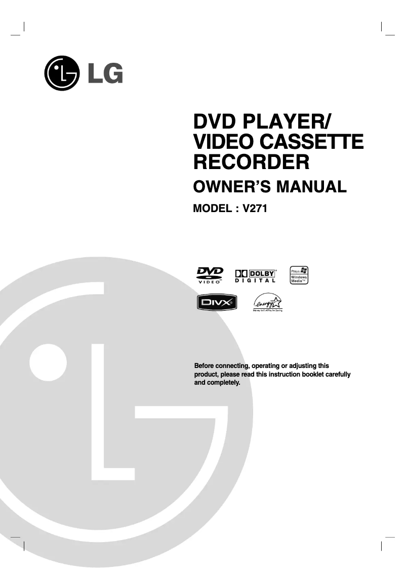 Image de la première page du manuel de l'appareil V271N-W1Z