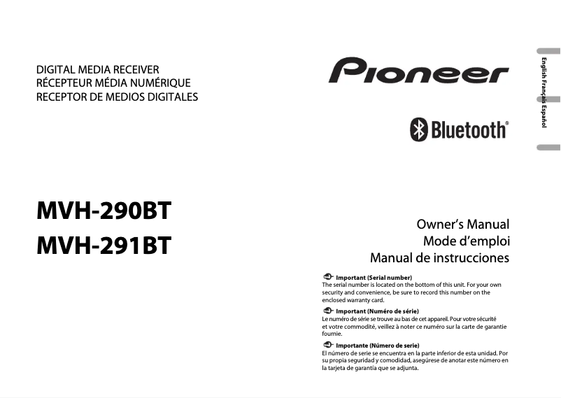 Page 1 de la notice Manuel utilisateur Pioneer MVH-290BT