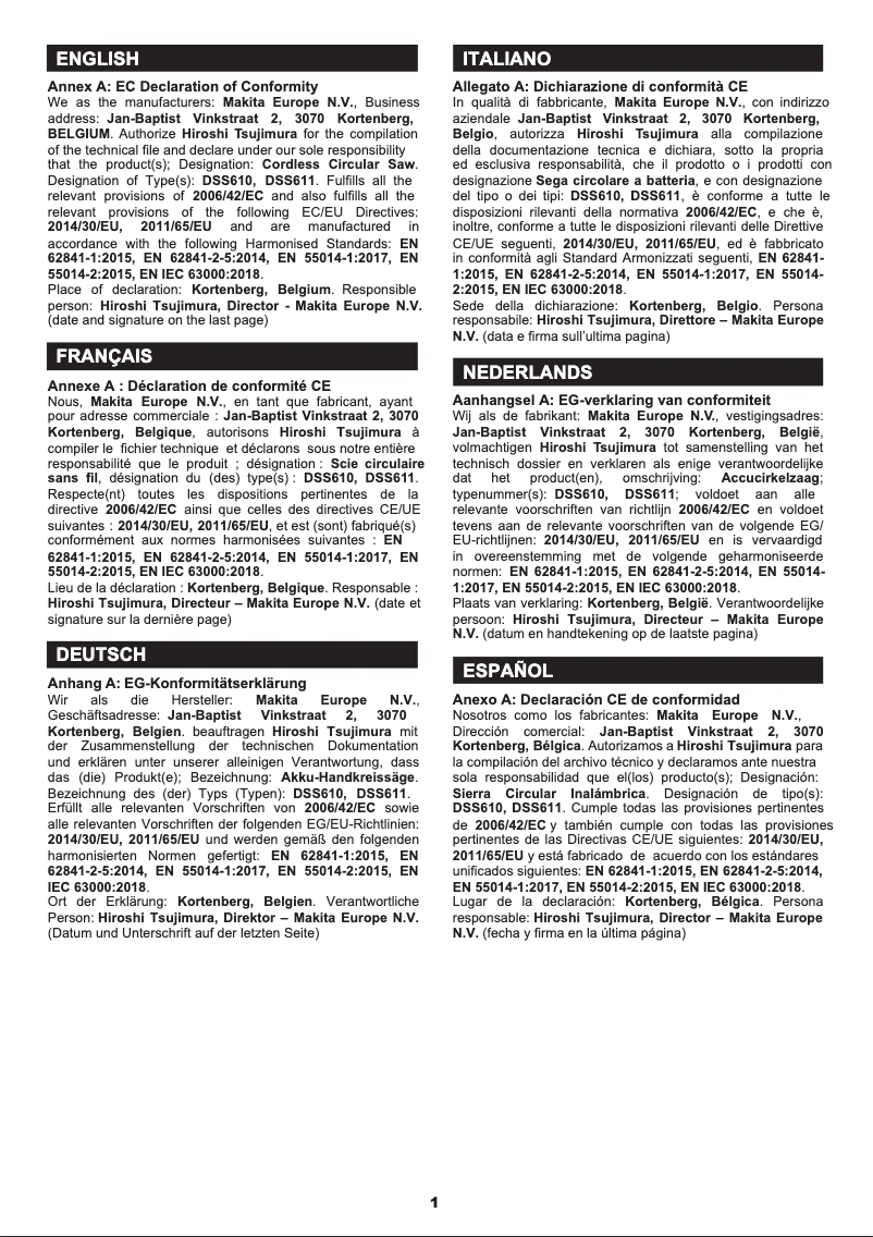 Page n°1 - Mode d'emploi Makita DSS611Z