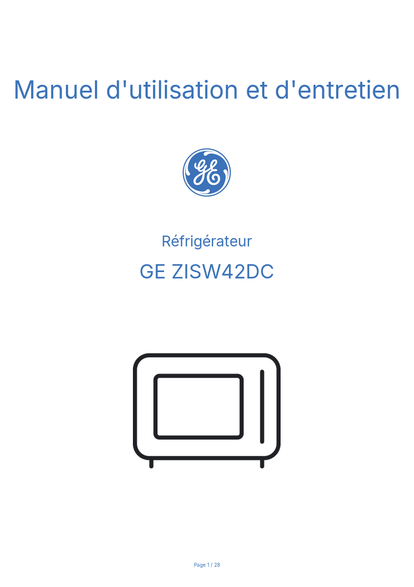Image de la première page du manuel de l'appareil ZISW42DC
