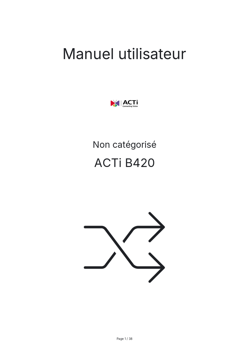Page n°1 - Manuel utilisateur ACTi B420