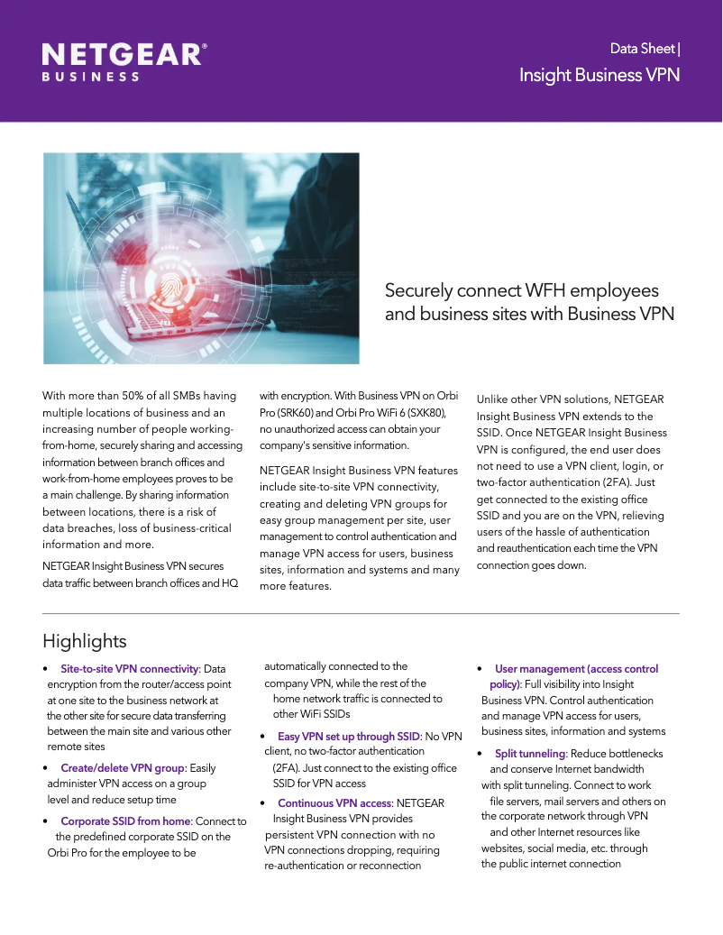 Page n°1 - Manuel utilisateur Netgear Insight Business VPN