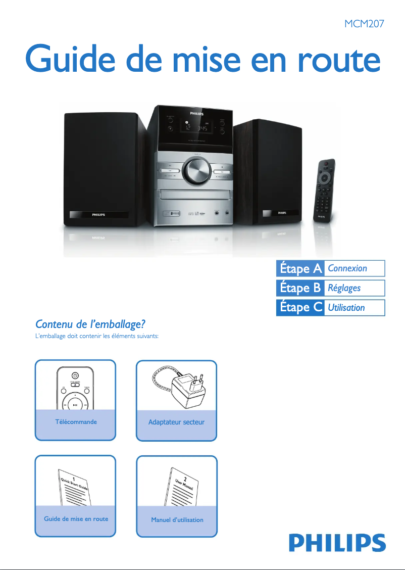 Page n°1 - Guide de démarrage rapide Philips MCM207