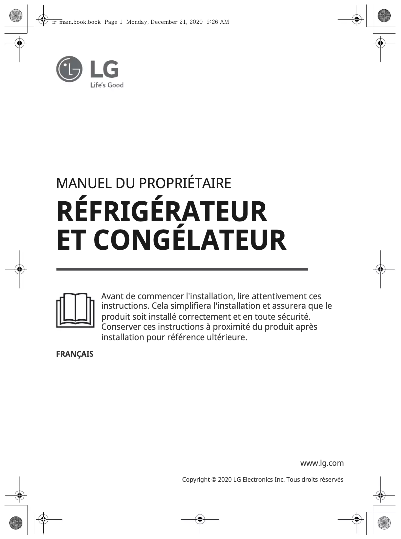 Page 1 de la notice Manuel utilisateur LG GC-X29FTQML