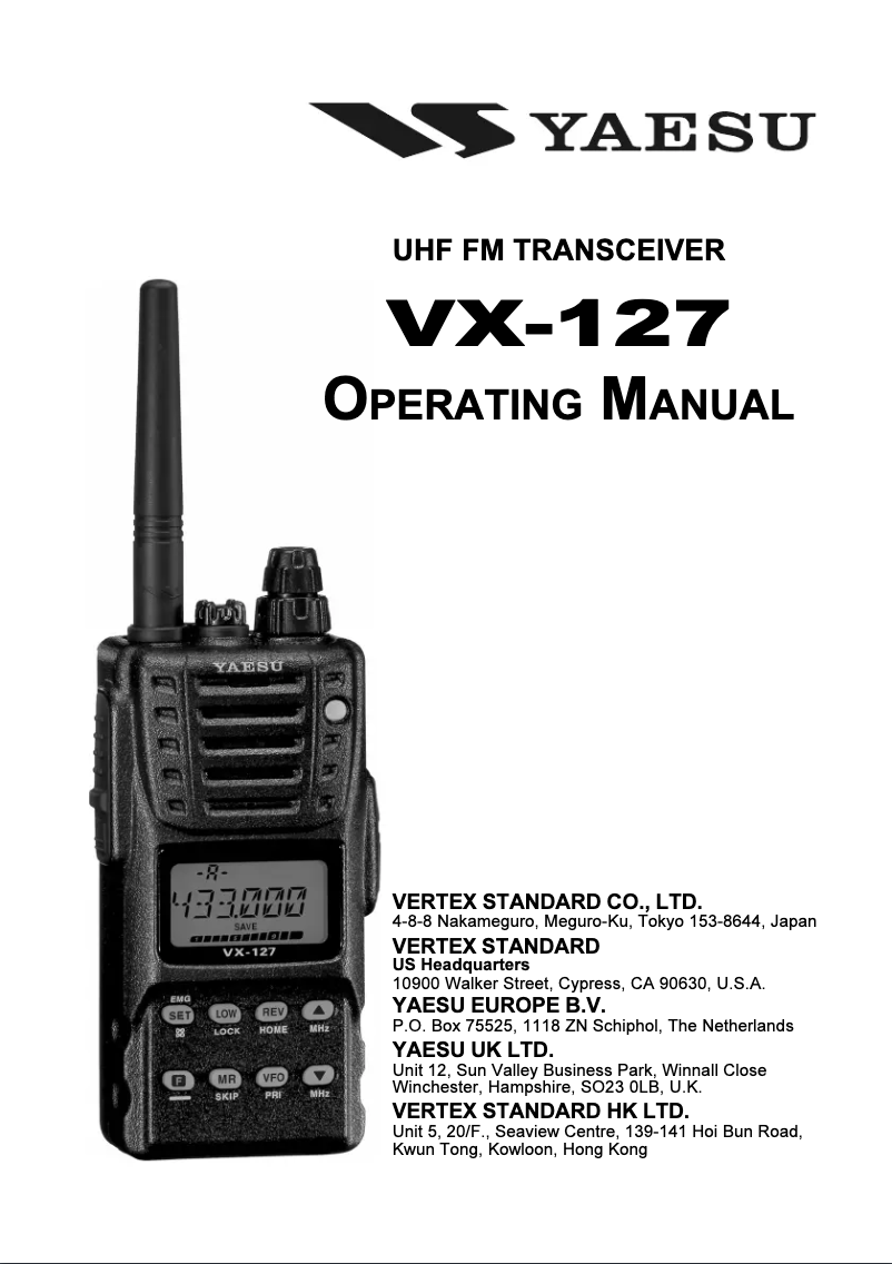 Page 1 de la notice Manuel utilisateur Yaesu VX-127