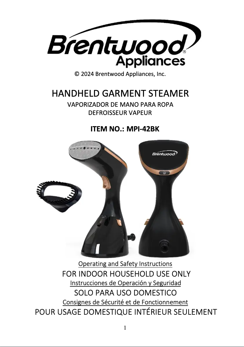 Page 1 de la notice Manuel utilisateur Brentwood MPI-42BK