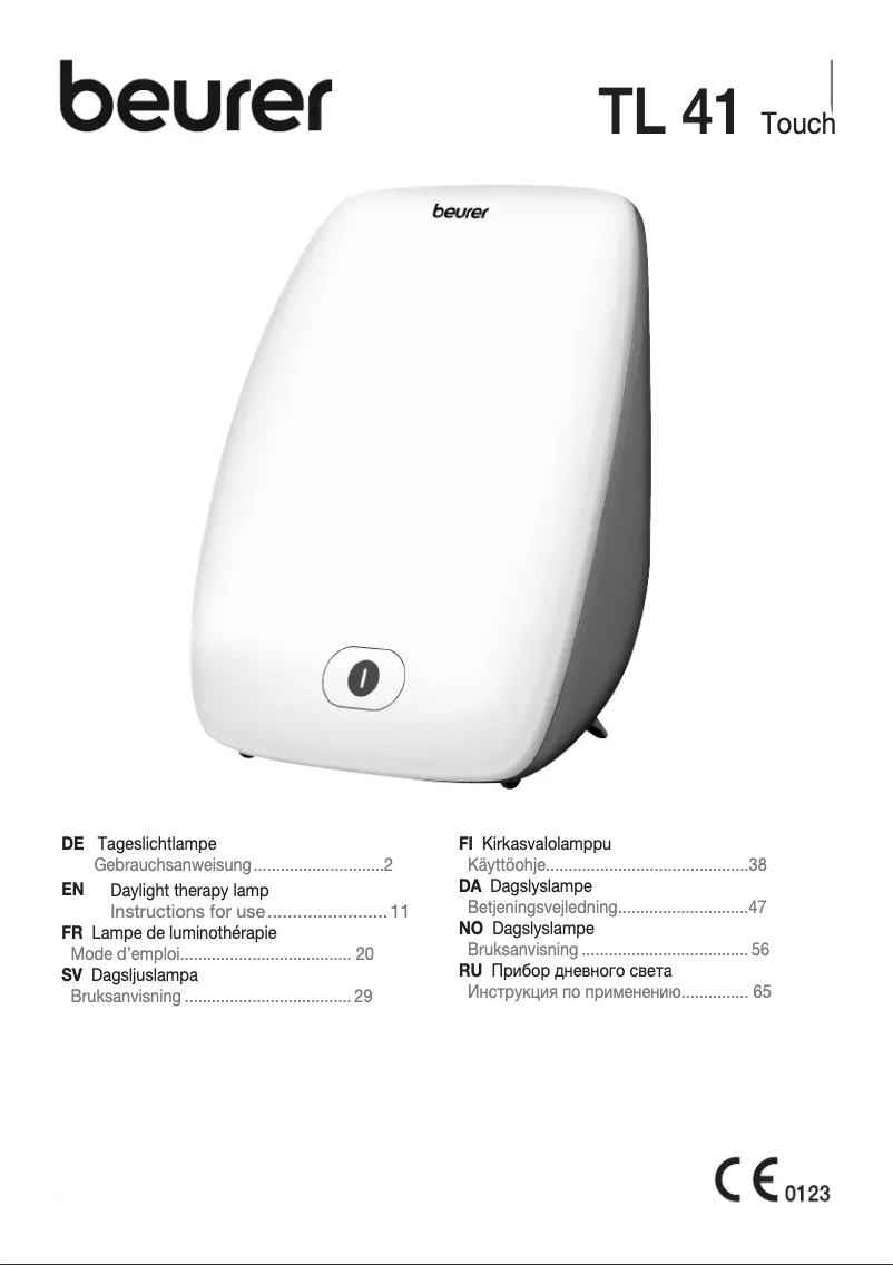 Page n°1 - Manuel utilisateur Beurer TL 41 Touch