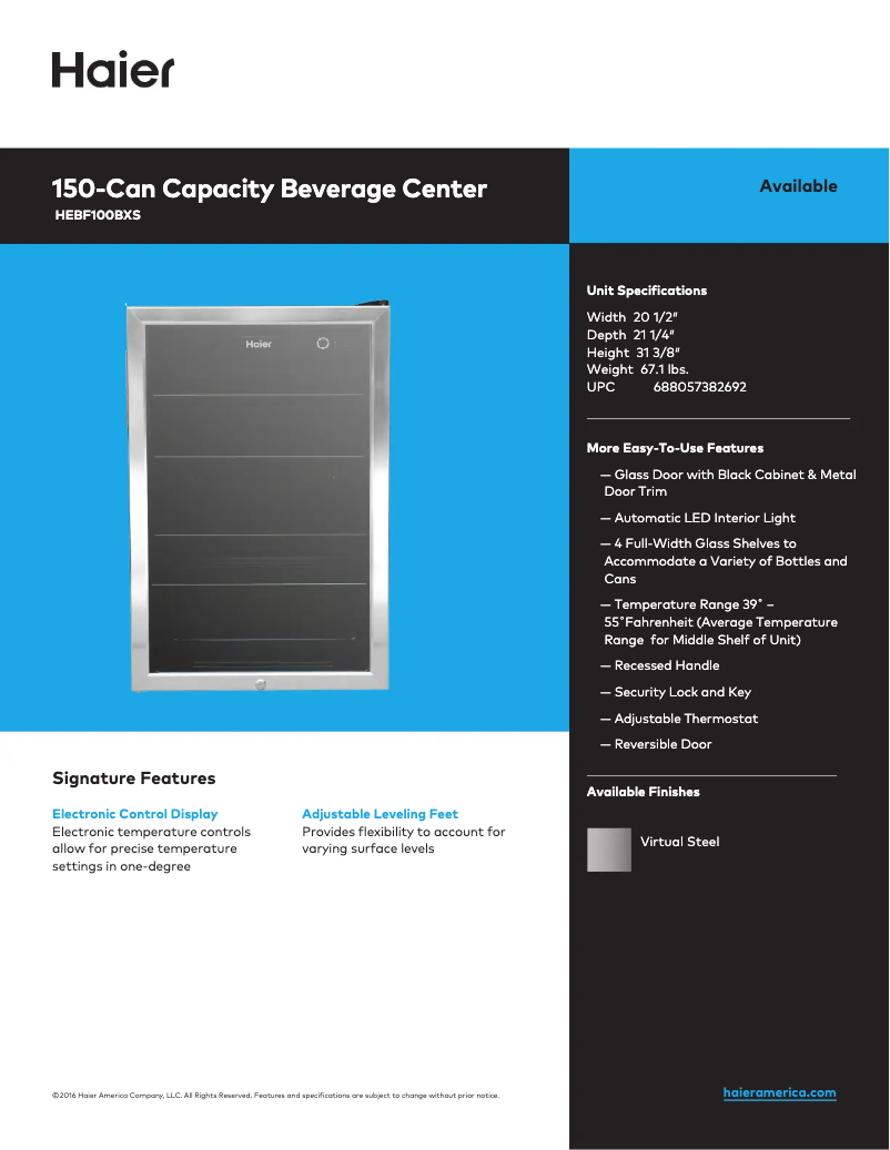 Image de la première page du manuel de l'appareil HEBF100BXS