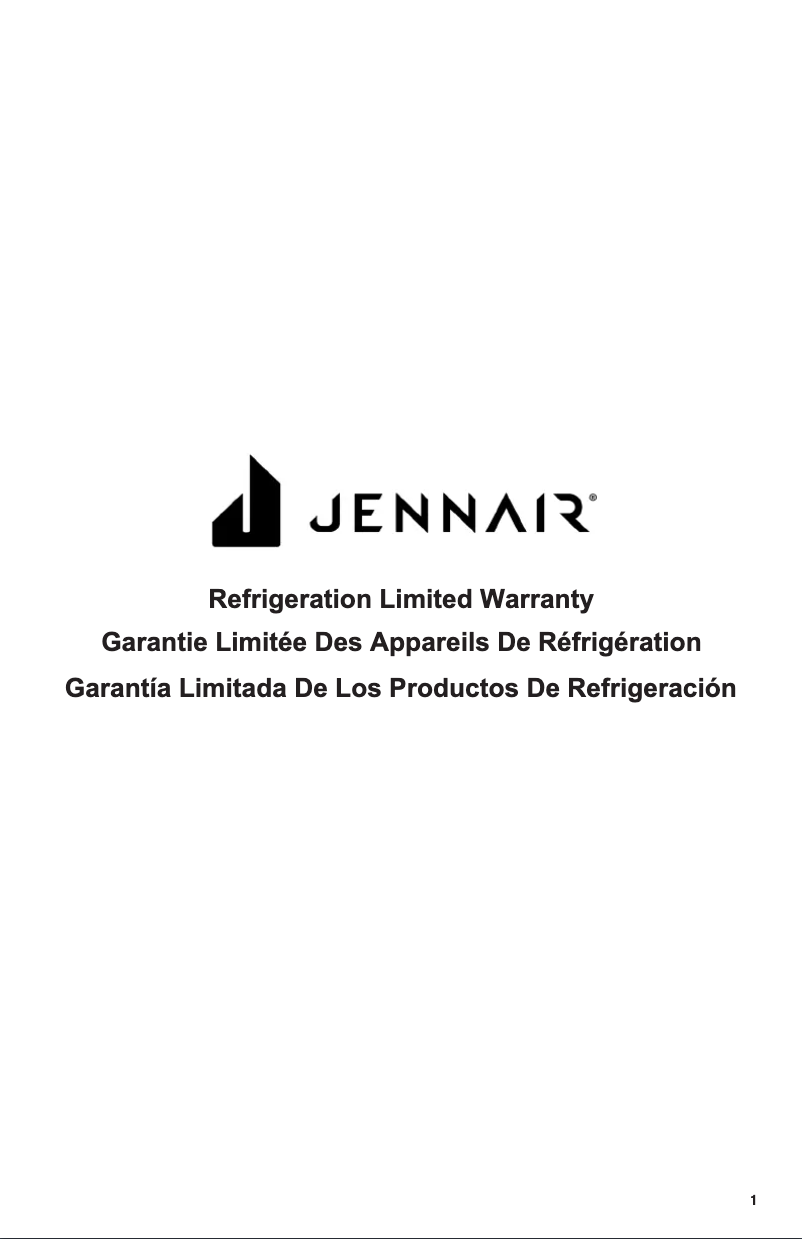 Página 1 del manual Información de garantía JennAir JF42NXFXDE
