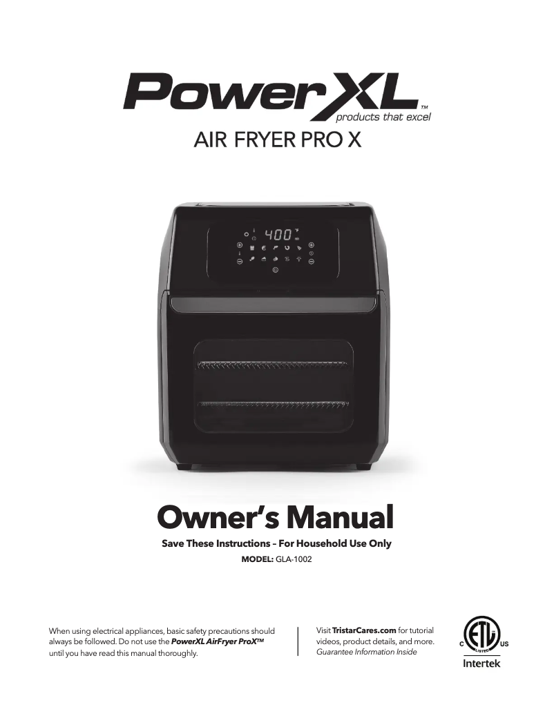 Page n°1 - Manuel utilisateur PowerXL Air Fryer Pro X GLA-1002