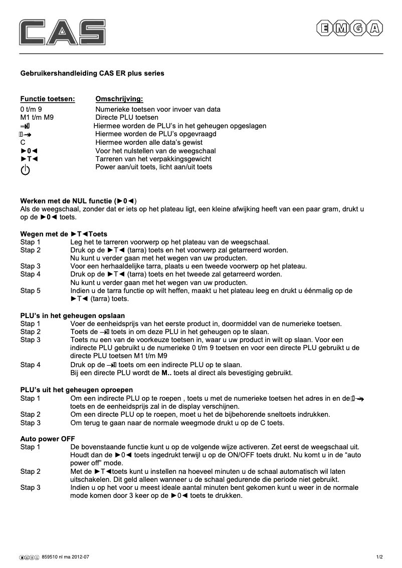 Page 1 de la notice Manuel utilisateur CAS 859510
