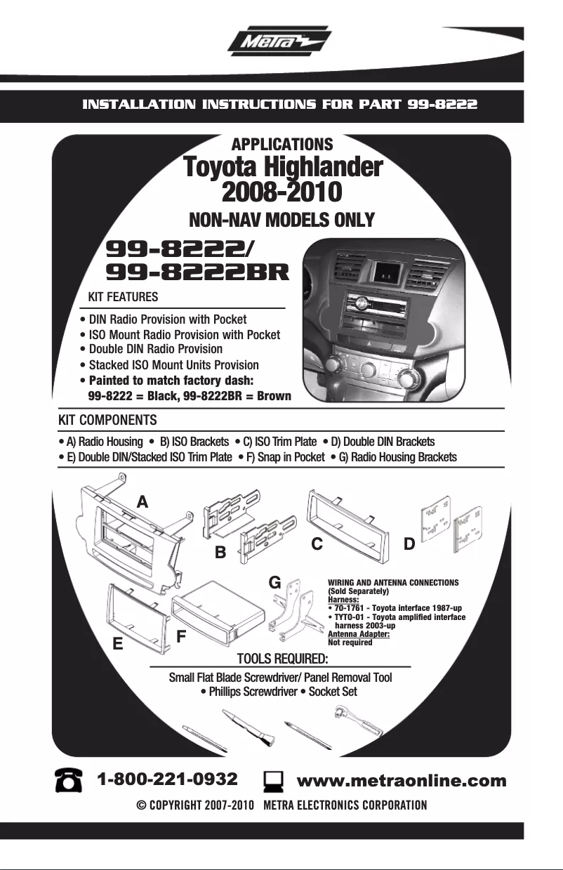 Page n°1 - Guide d'installation Metra 99-8222