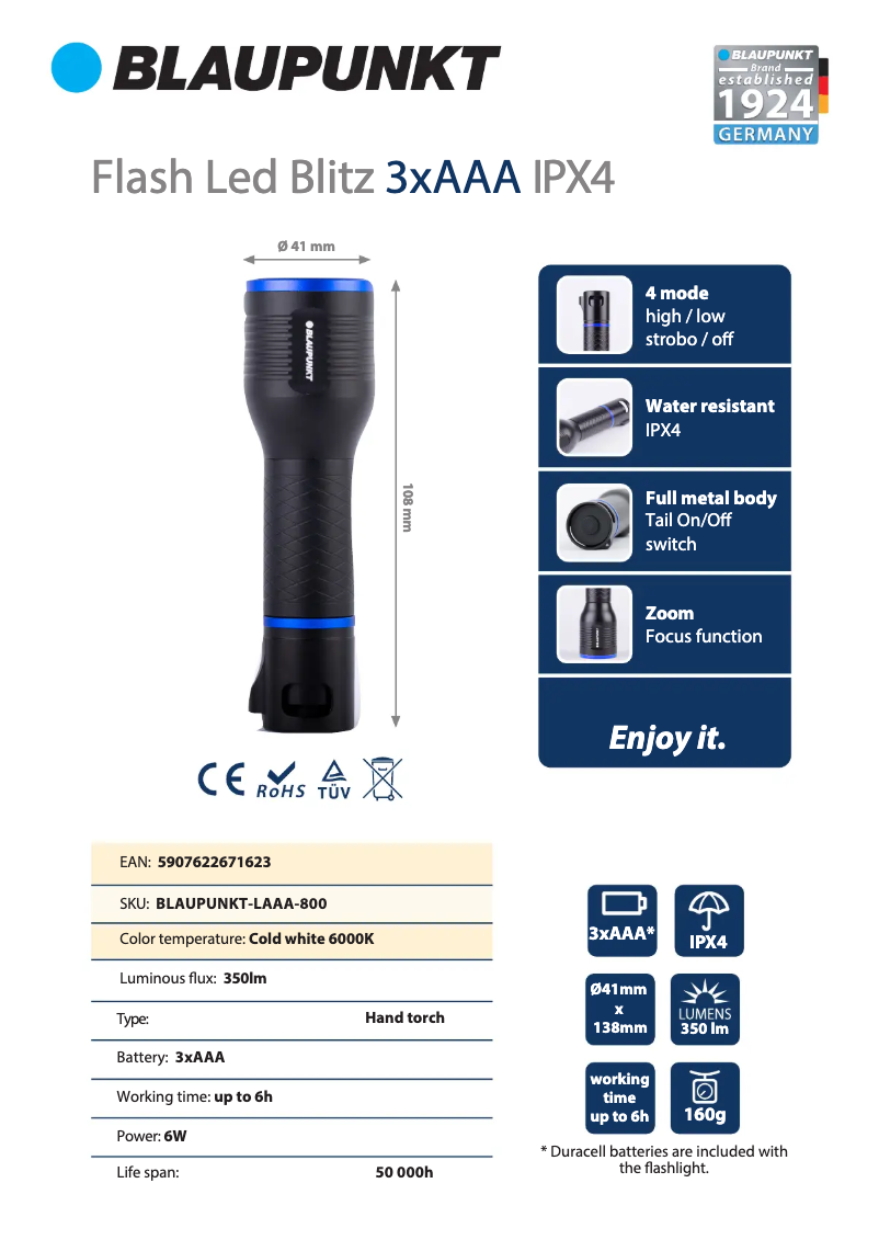 Page n°1 - Fiche technique Blaupunkt LAAA-800