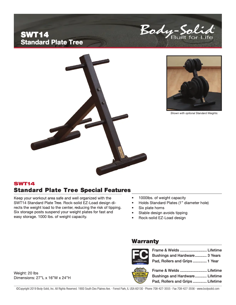 Page 1 de la notice Manuel utilisateur Body-Solid SWT14