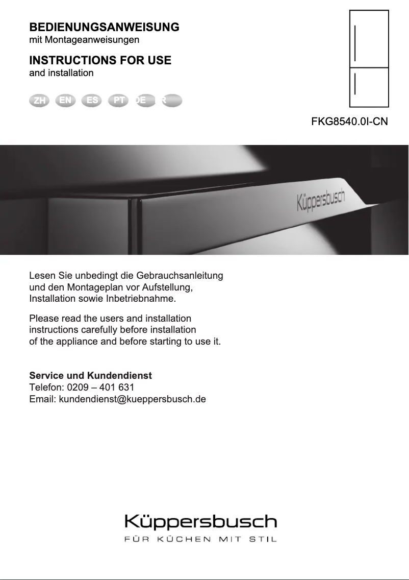 Image de la première page du manuel de l'appareil FKG8540.0i