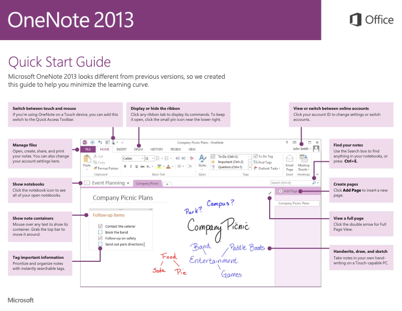 Page 1 de la notice Manuel utilisateur Microsoft OneNote 2013
