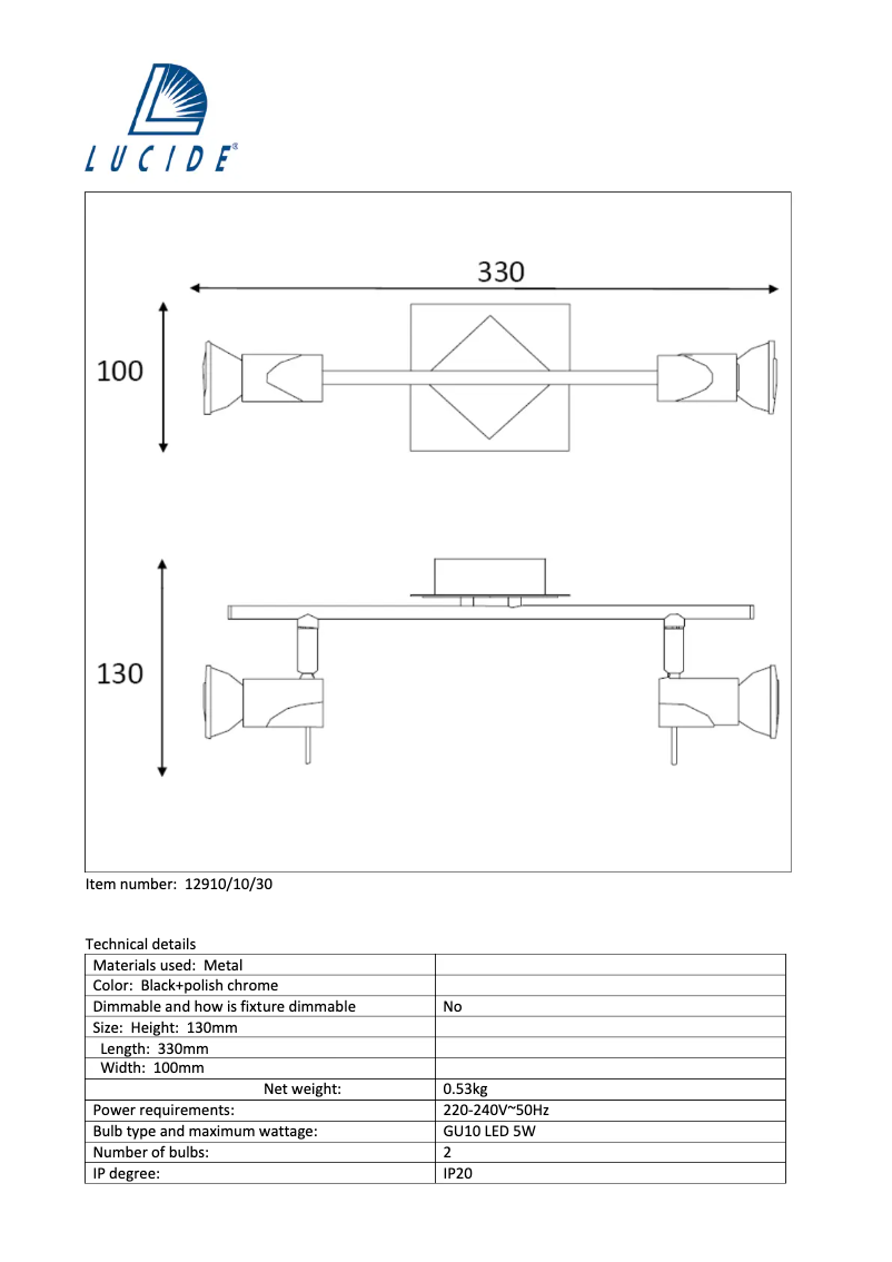 Page n°1 - Manuel utilisateur Lucide Brackx 12910/10/30