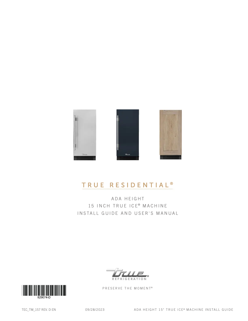 Page 1 de la notice Manuel utilisateur True TUIADA-15-RS-A~S