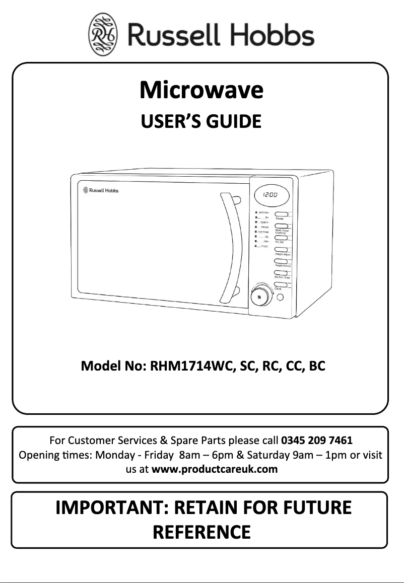 Page 1 of the manual User Manual Russell Hobbs RHM1714WC