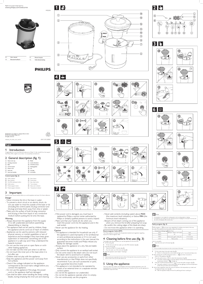 Page n°1 - Manuel utilisateur Philips Avance Collection HR2206