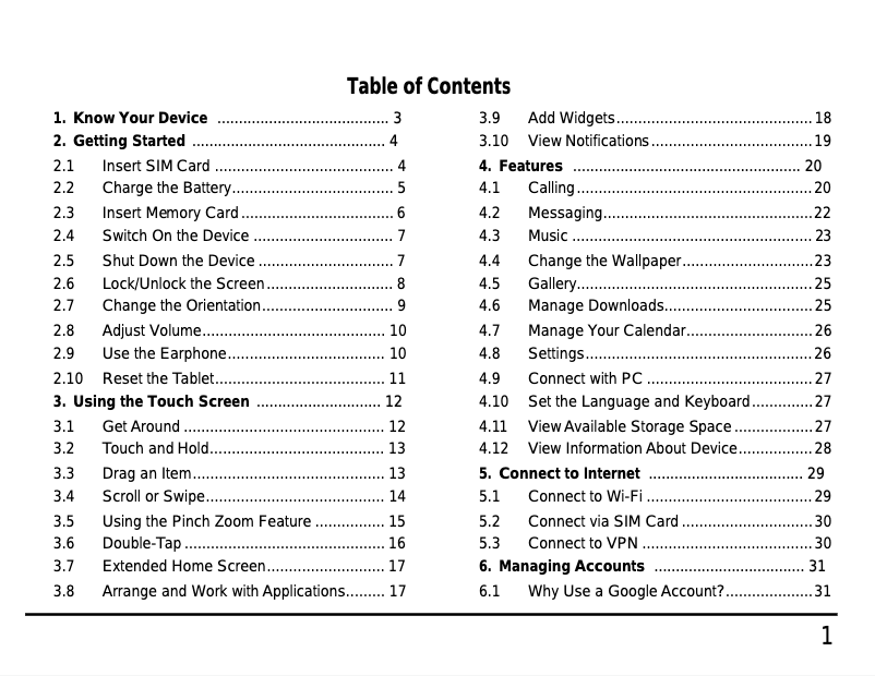 Page 1 de la notice Manuel utilisateur Micromax Canvas Tab P650E