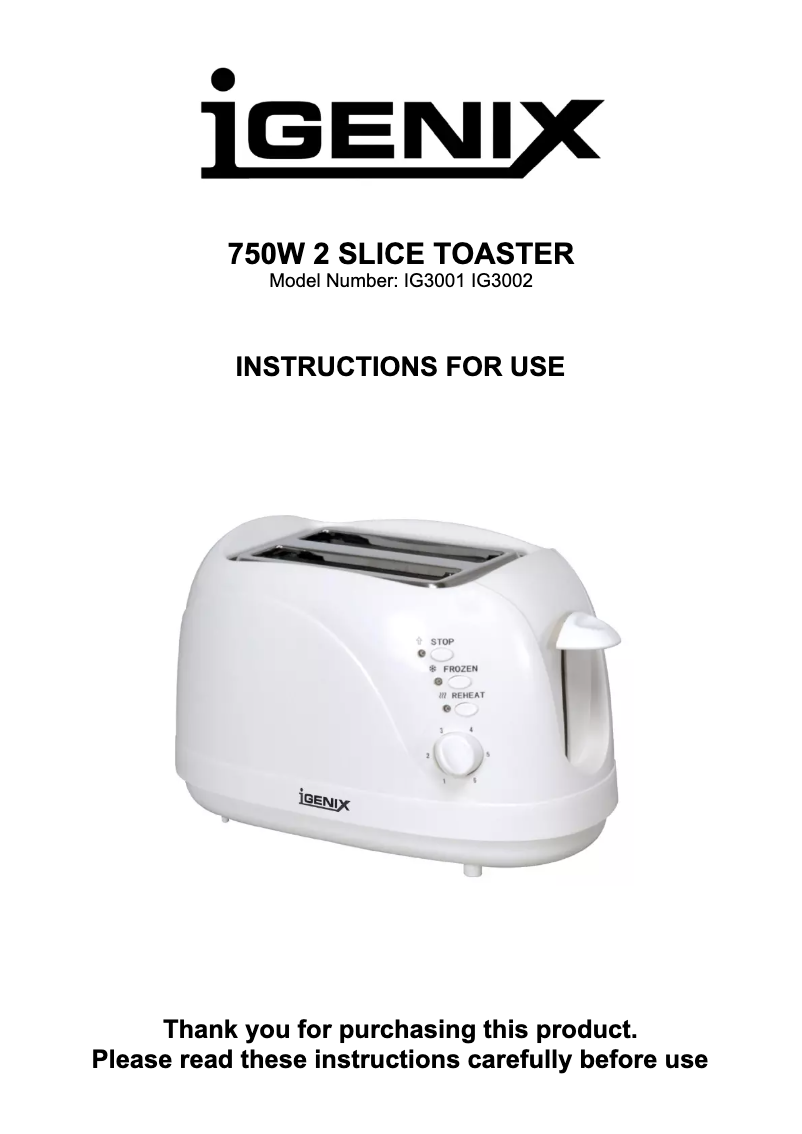 Image de la première page du manuel de l'appareil IG3002