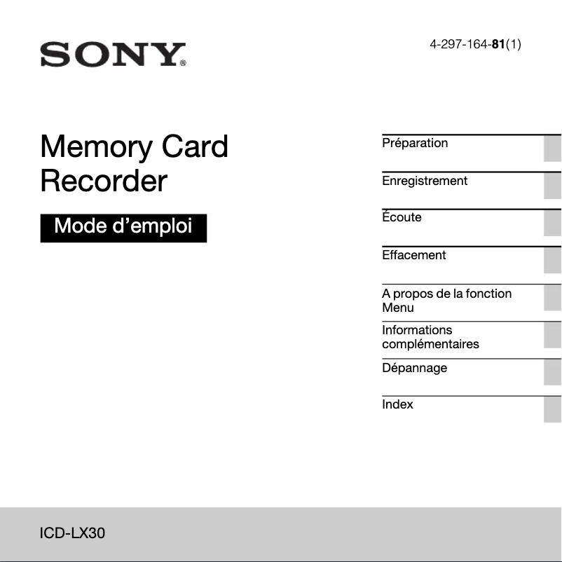 Page n°1 - Manuel utilisateur Sony ICD-LX30