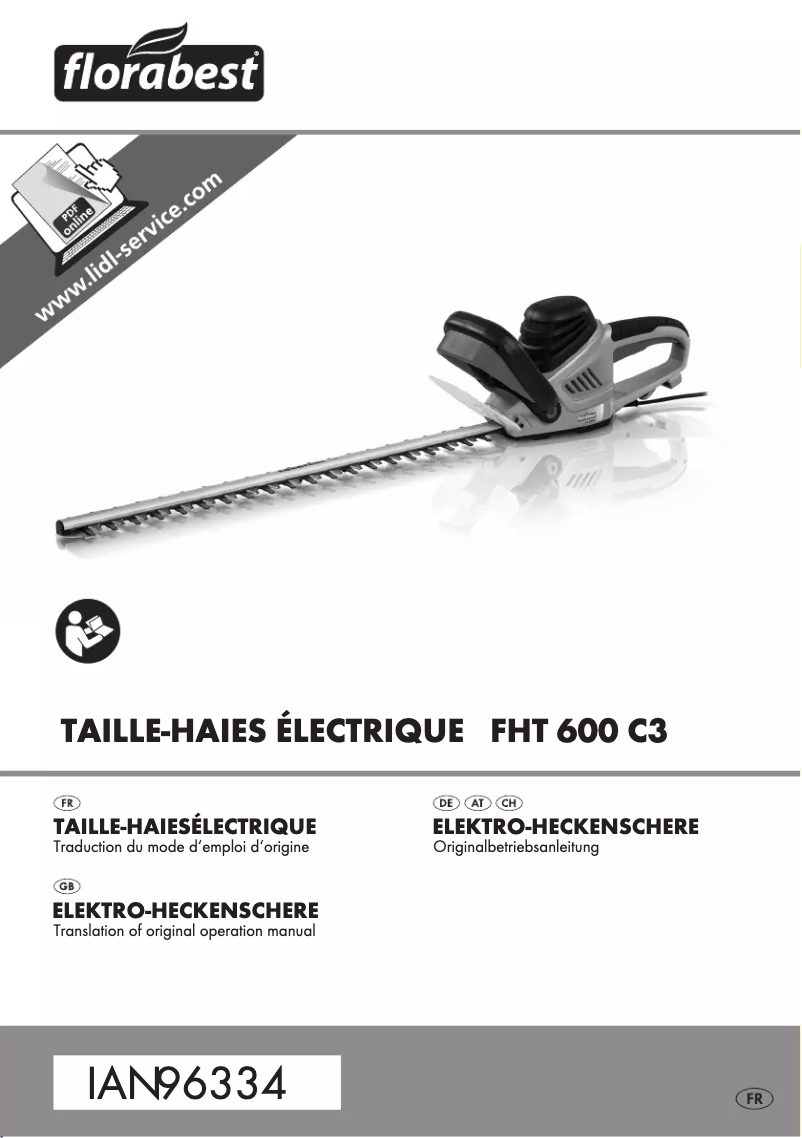 Page 1 de la notice Manuel utilisateur Florabest FHT 600 C3
