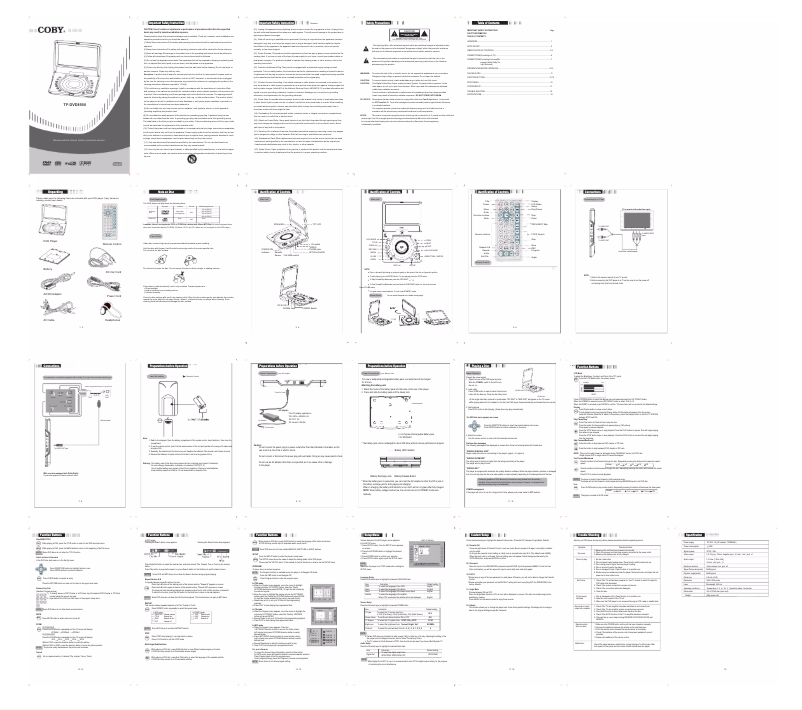 Page n°1 - Manuel utilisateur Coby TF-DVD8500