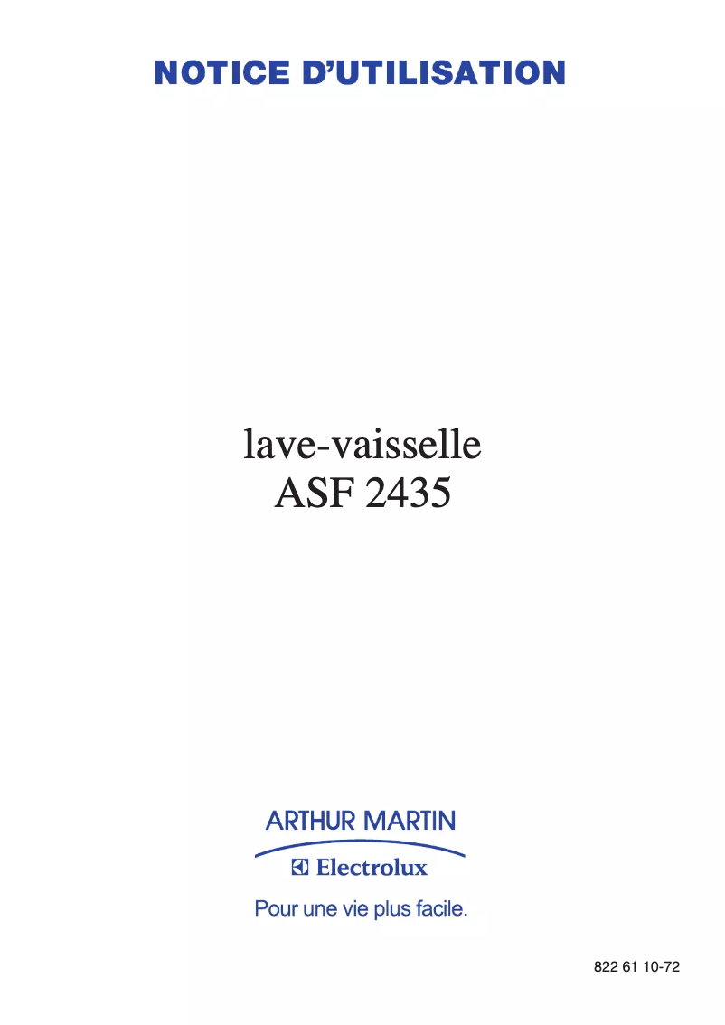 Image de la première page du manuel de l'appareil ASF 2435
