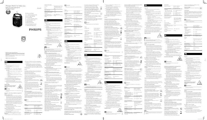 Image de la première page du manuel de l'appareil AE2600W