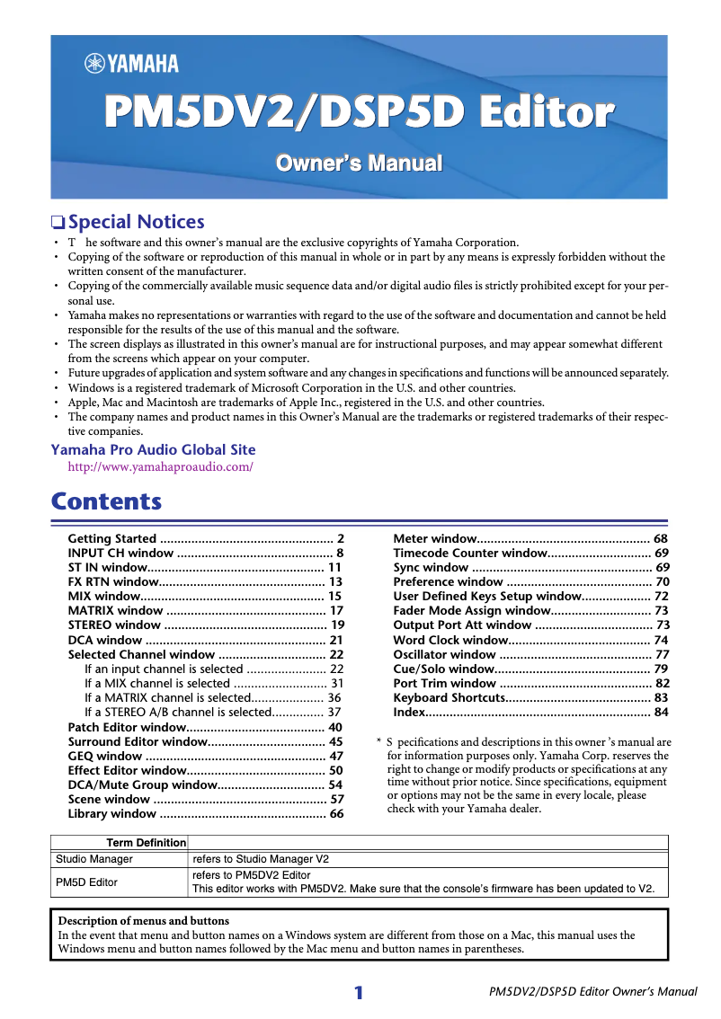 Page 1 de la notice Manuel utilisateur Yamaha PW800W