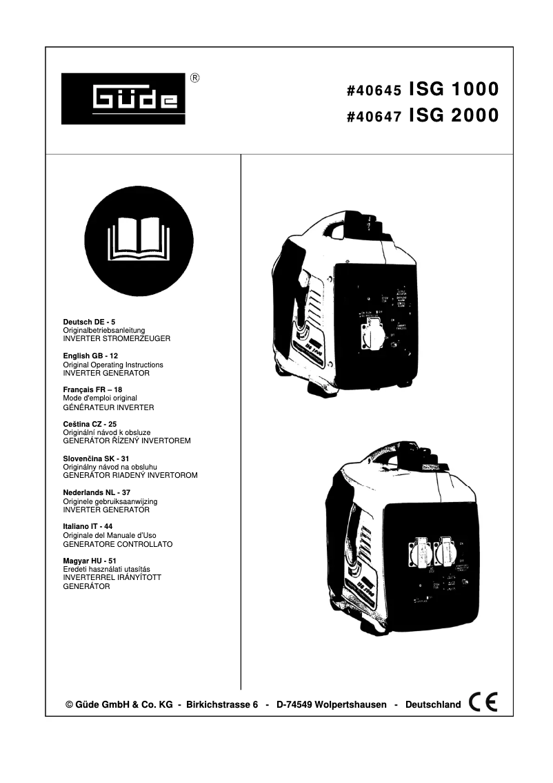 Image de la première page du manuel de l'appareil ISG 1000