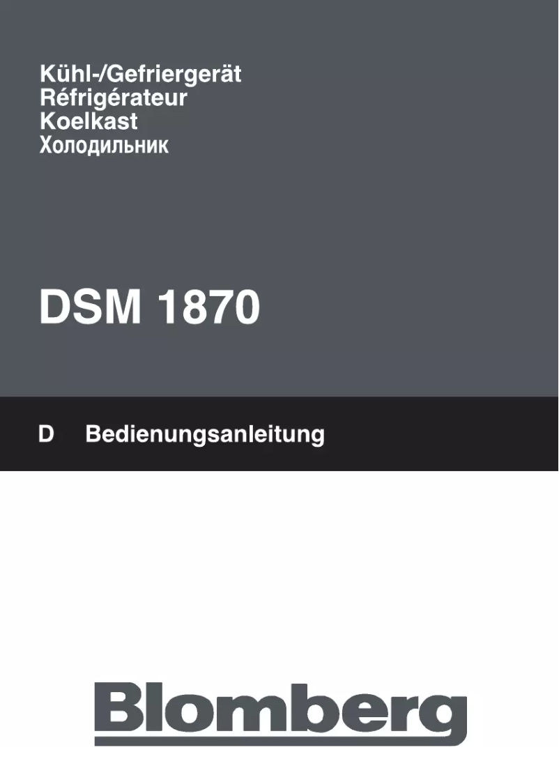 Page n°1 - Manuel utilisateur Blomberg DSM 1870