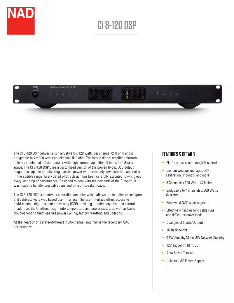 Page n°1 - Fiche technique NAD CI 8-120 DSP
