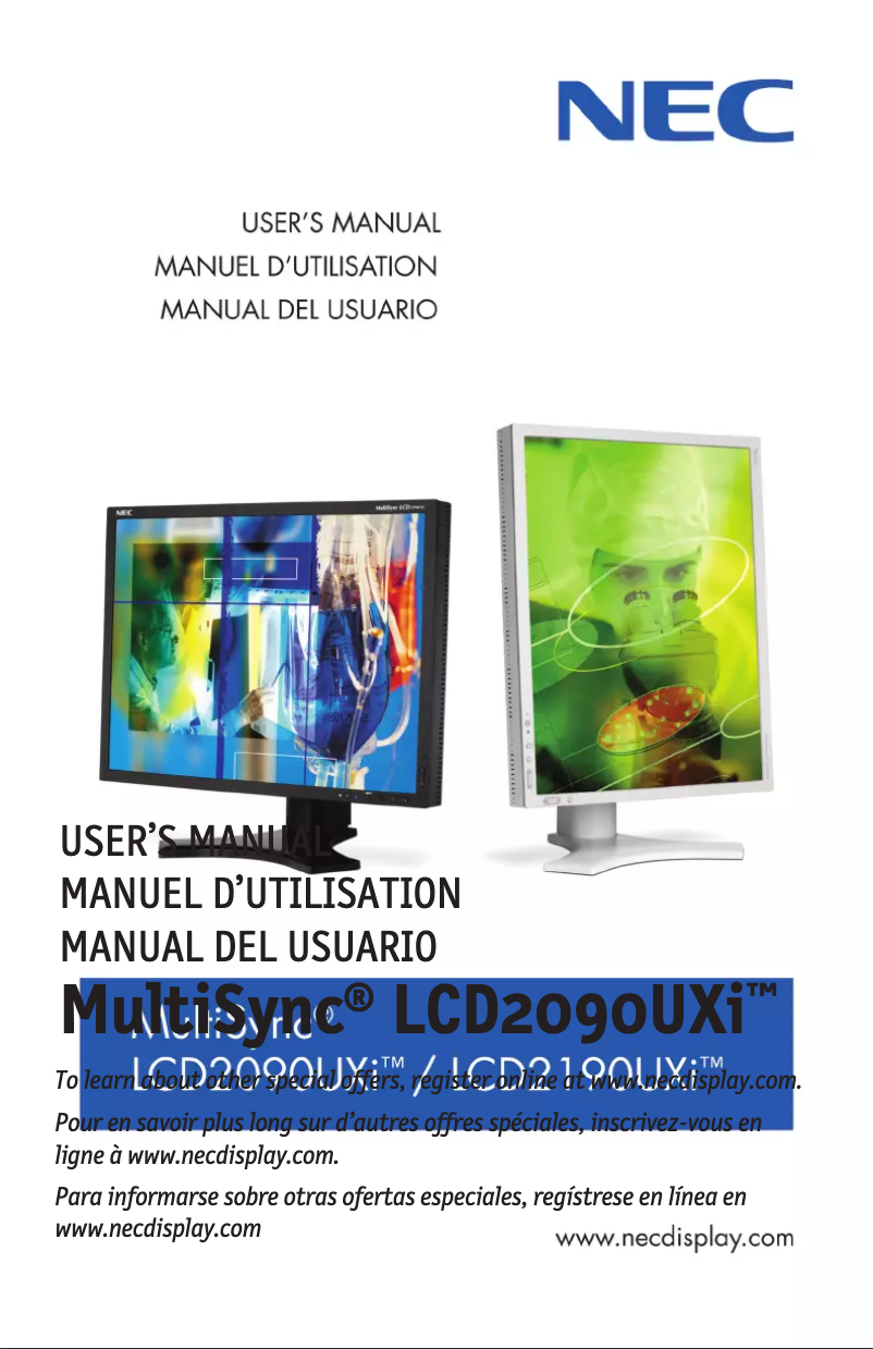 Image de la première page du manuel de l'appareil MultiSync 2190UXi