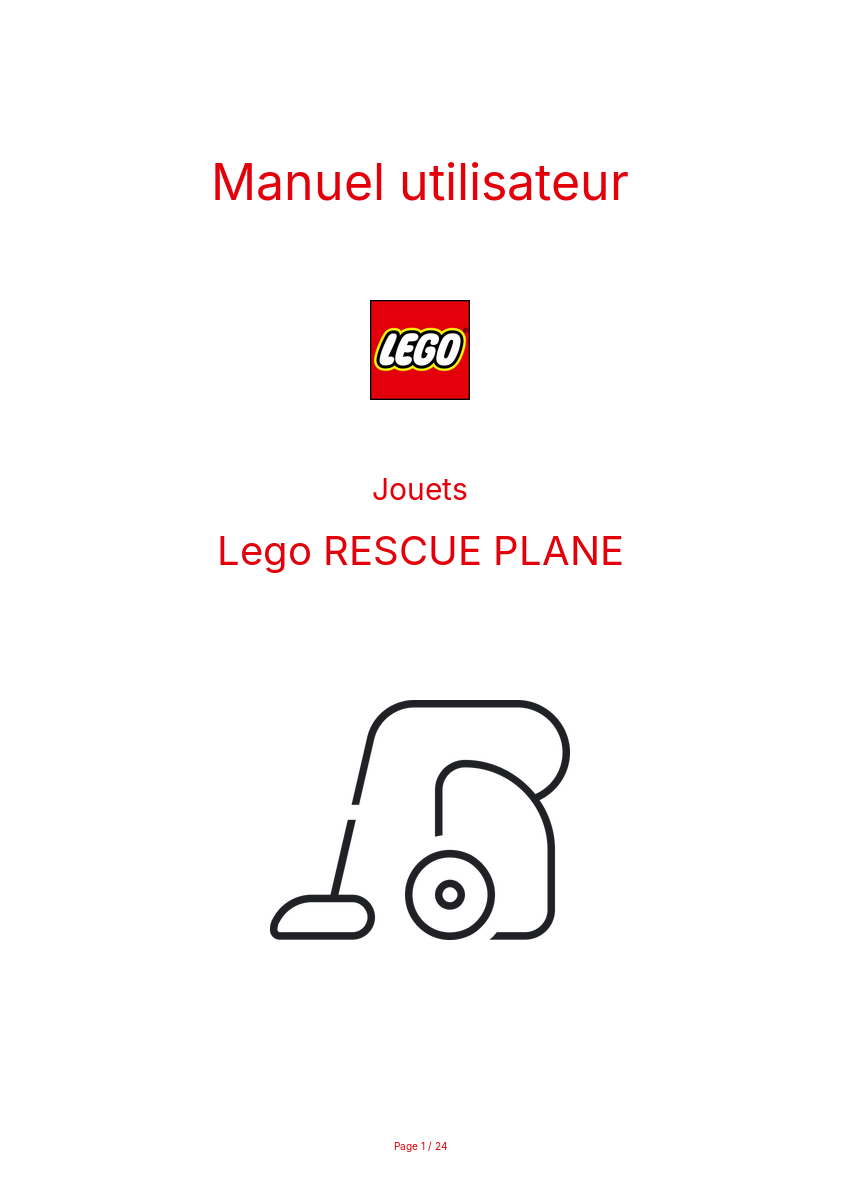 Page n°1 - Manuel utilisateur Lego RESCUE PLANE