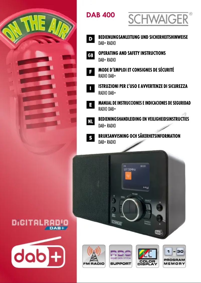 Page 1 de la notice Manuel utilisateur Schwaiger DAB400