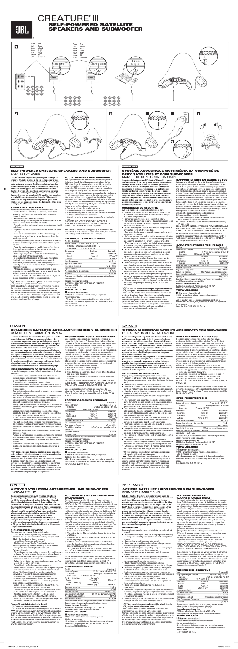Page 1 de la notice Manuel utilisateur JBL Creature III BK