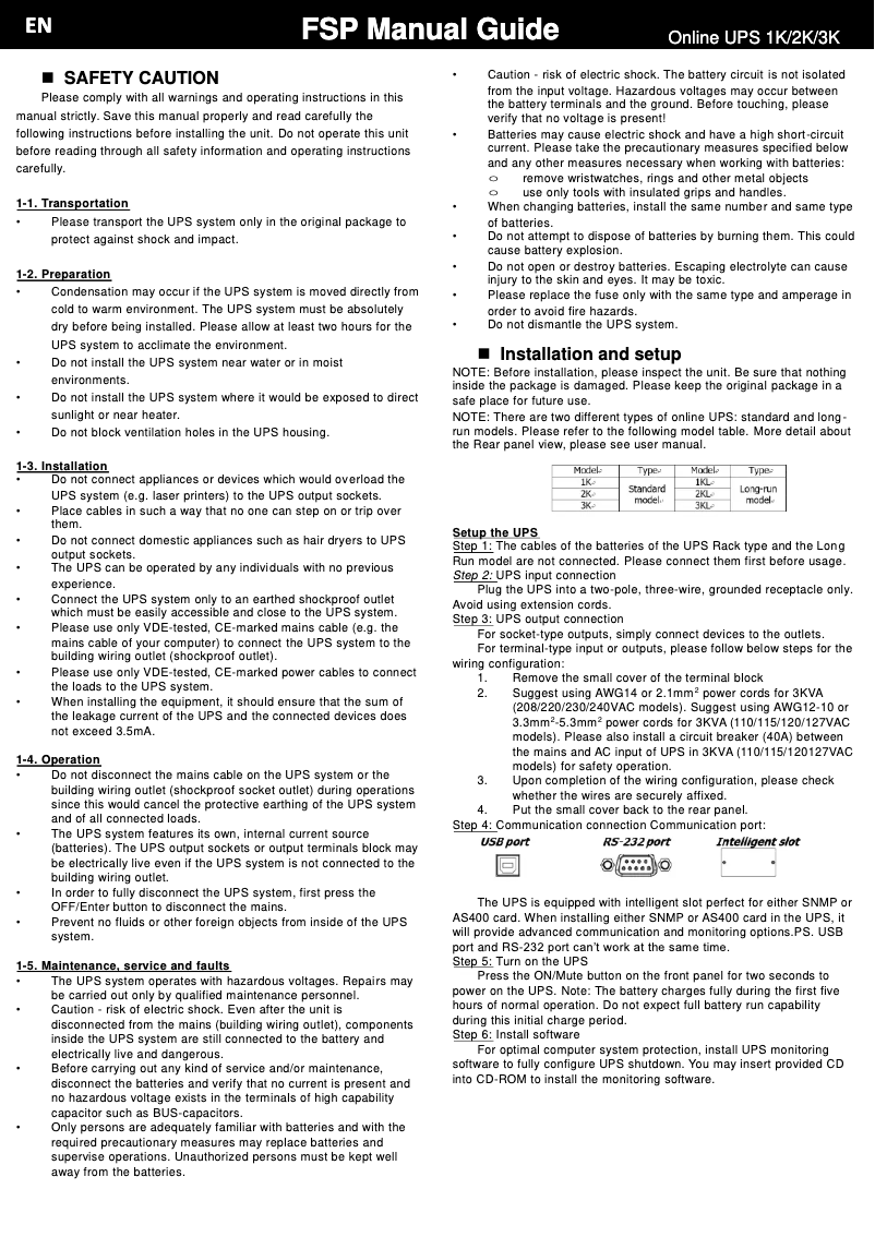 Page 1 de la notice Manuel utilisateur FSP Champ Tower 3K 3000VA