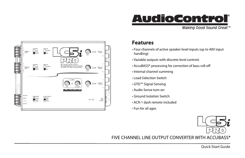 Page 1 de la notice Manuel utilisateur AudioControl LC5iPRO
